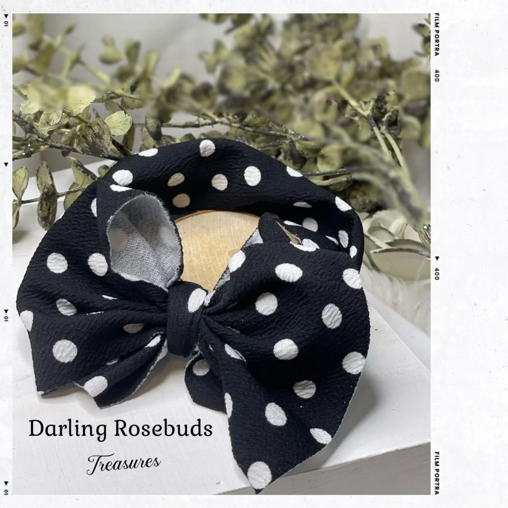 Black and white print bow headband for newborn up to 4 years ago old approxim…